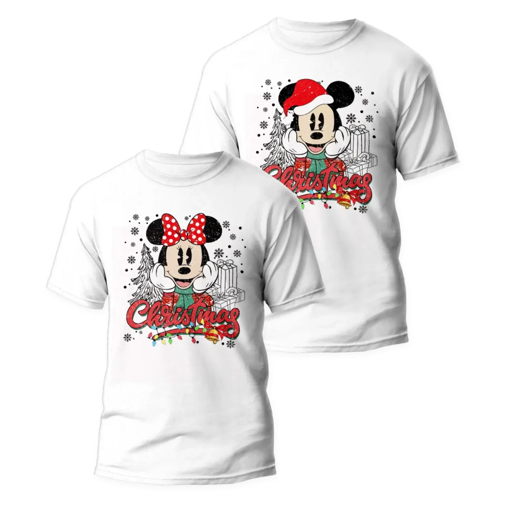 Mickey Minnie Disney Couple Christmas T-shirt Only Face